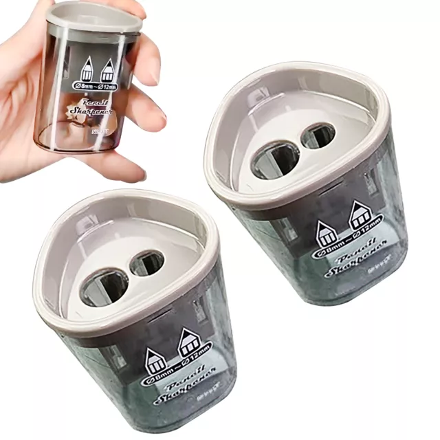 Pencil Sharpener With Container Random Color Handheld Dual Holes Gift