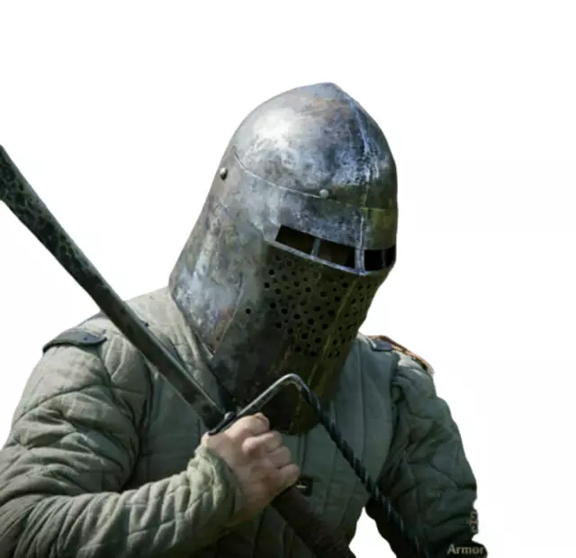 Medieval Bascinet Helmet Knight Larp 18 gauge Steel Great Combat 14th Helmet