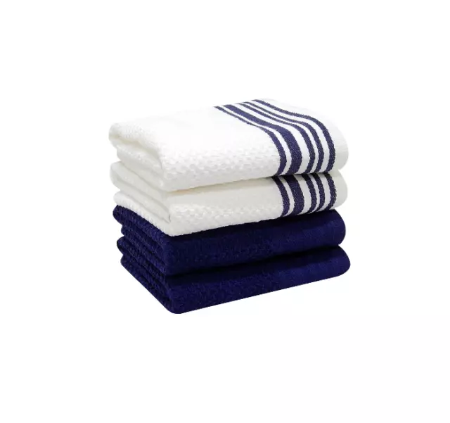 Blue Kitchen Towel 4 Pack Dish Hand Drying Set Tea Towels FREE SHIPPING