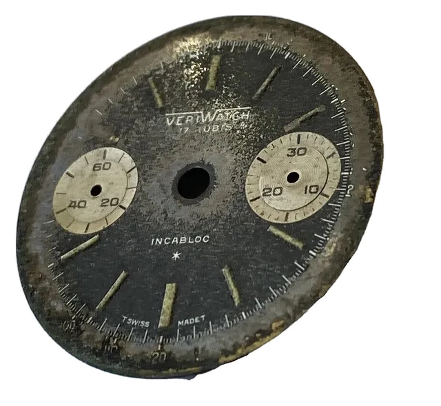 Cadran Chronographe Ovale Vintage ORGADIS 26,1x30 Mm - Pour Montre Ancienne