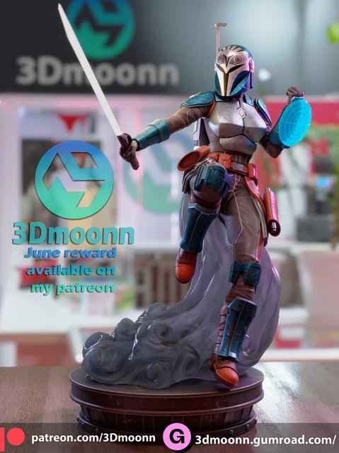 Bo Katan Kryze 3d printed model -  3D figure - Fan Art Diorama - 1/6 1/10 scale