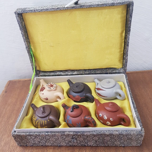 BOXED SET OF Vintage Miniature Chinese Clay Teapots 70.00 PicClick AU