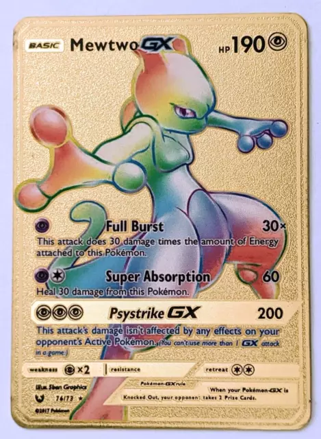 GOLD Mewtwo GX metal collector's Replica