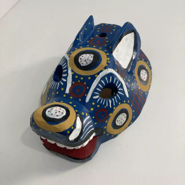 Mexican Folk Art Animal Hand Painted Wooden Mask