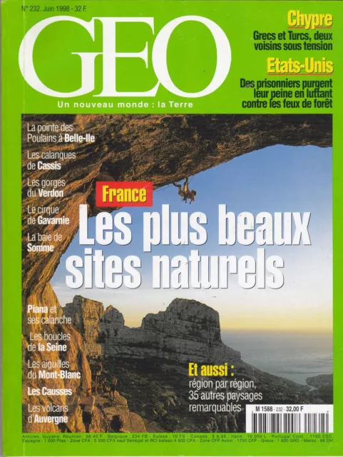 Geo Magazine N° 232 Juin 1998 - France - Le Plus Beaux Sites Naturels Mag Revue