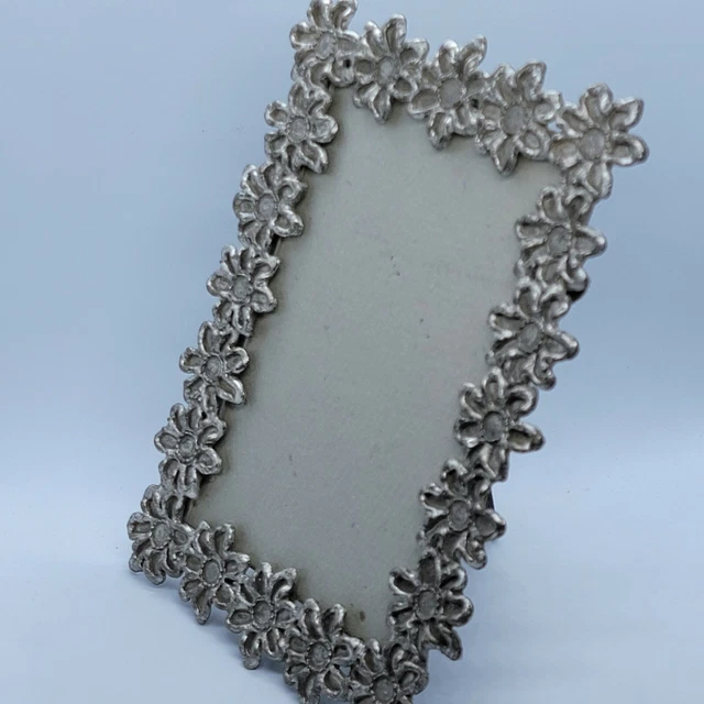 Vintage Gorgeous Metal Photo frame Beautiful Flowers Heavy 6×4 Barron 3