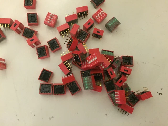 Menge 20 Slide Typ Schalter Modul 4-Bit 2.54mm 4 Positions Weg Dip Rot Pitch