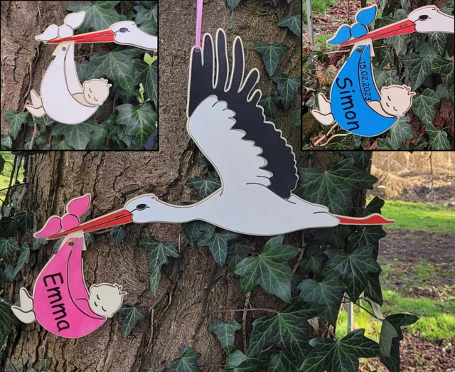Storch Zur Geburt Mit Namen Personalisiert Geschenk Klapperstorch