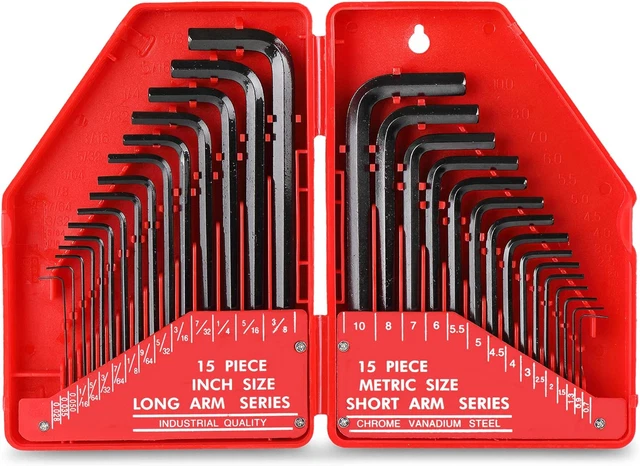 HI-SPEC 30PC IMPERIAL & Metric Hex Allen Key Wrench Folding Set with ...