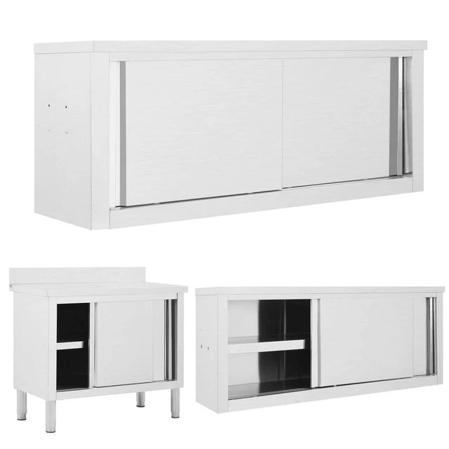 EUAIIPull Edelstahl Arbeitstisch Mit Schiebetüren - 100x50x95cm Gastro Küchentisch