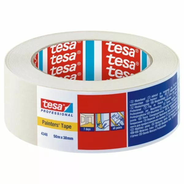 tesa tesakrepp Standard Malerband 4348 – 50 Meter, Hellbeige - 50mm