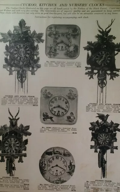Clock Cuckoo Watchman 1931 Catalog Page Krower New Orleans Rare VHTF Chicago