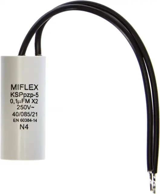 Condensateur de moteur 0,1µF 250V 15,5x35,5mm ; Miflex ; 0,1uF KSPpz-5 100nF