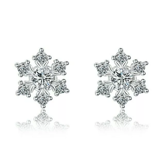 Womens Sterling Silver Stunning Cubic Zirconia Stud Earrings Jewellery Gift UK