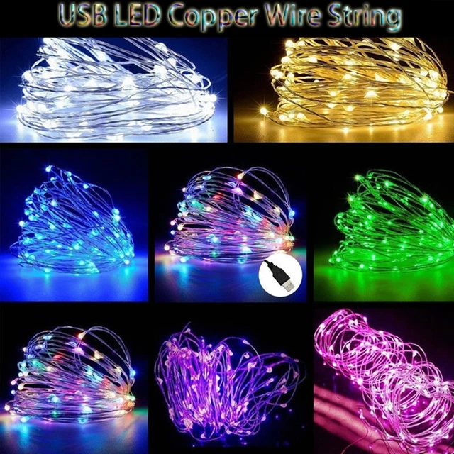 1/5/10M USB LED Copper Wire String Fairy Lights Strip Lamp Xmas Home Party Decor