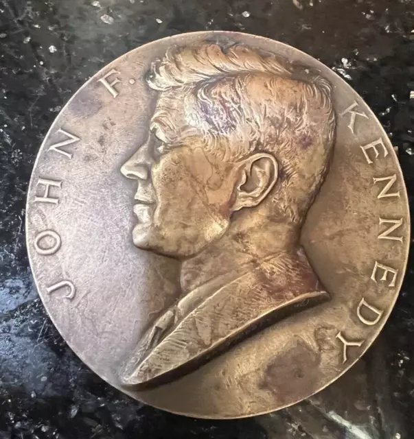 Vintage HUGE 1961 JFK Bronze Medal - President John F Kennedy Inauguration 3"