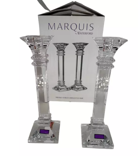 Waterford Marquis TREVISO 10” Crystal Candlestick Candle Holders