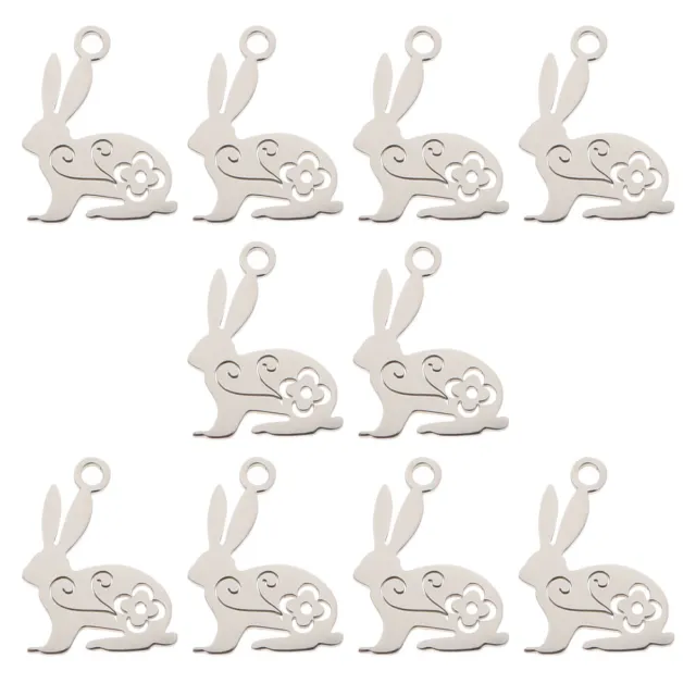 10 Pcs DIY Accessories Rabbit Charms for Bracelet Stainless Steel Jewelry Chic