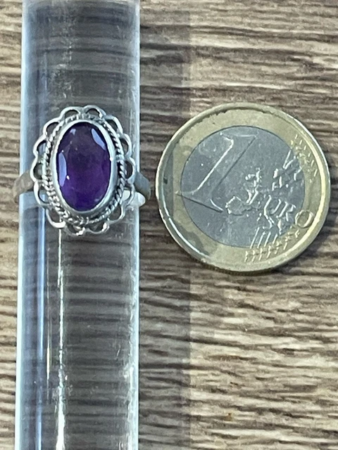 Ancienne bague en argent massif 925 Taille 50 poids 6,5 gr amétyste