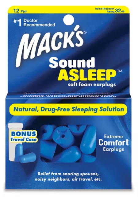 Macks (Mack's) Sound Asleep Ohrstöpsel x 12 Paar (KOSTENLOSE UK P & P)