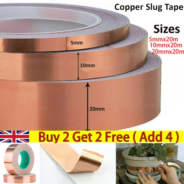 20M Adhesive Copper Slug Tape Snail Barrier conductive Repellent Guitar EMI