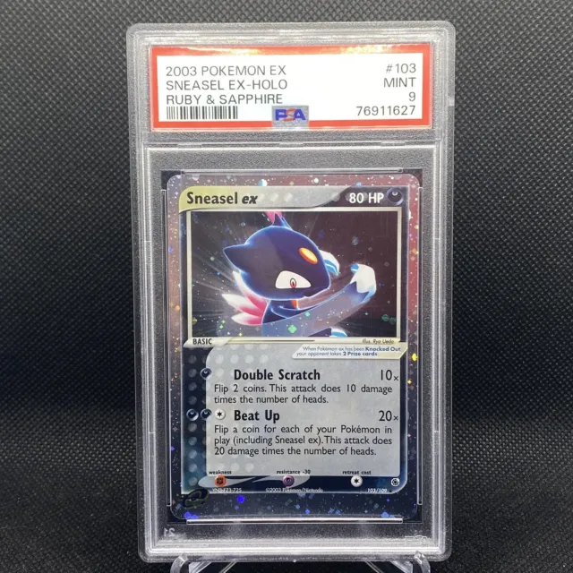 PSA 9 MINT Sneasel EX #103 Holo Ultra Rare EX Ruby & Sapphire Pokemon Card