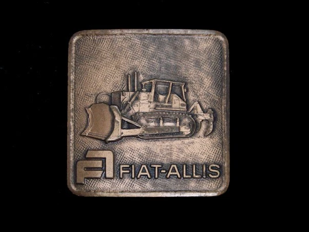 SL09115 VINTAGE 1970s *FIAT-ALLIS* TRACK-TYPE BULLDOZER SOLID BRASS BELT BUCKLE