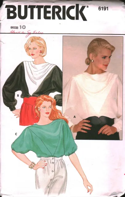6191 Vintage Butterick Sewing Pattern Misses Very Loose Fitting Pullover Blouse