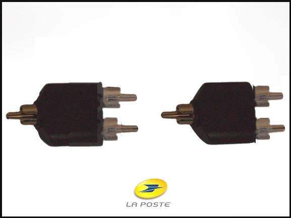 Lot de 2 Plug Double Fiche male 2 coté pour Cable Antenne TV 2 face Contour 9mm