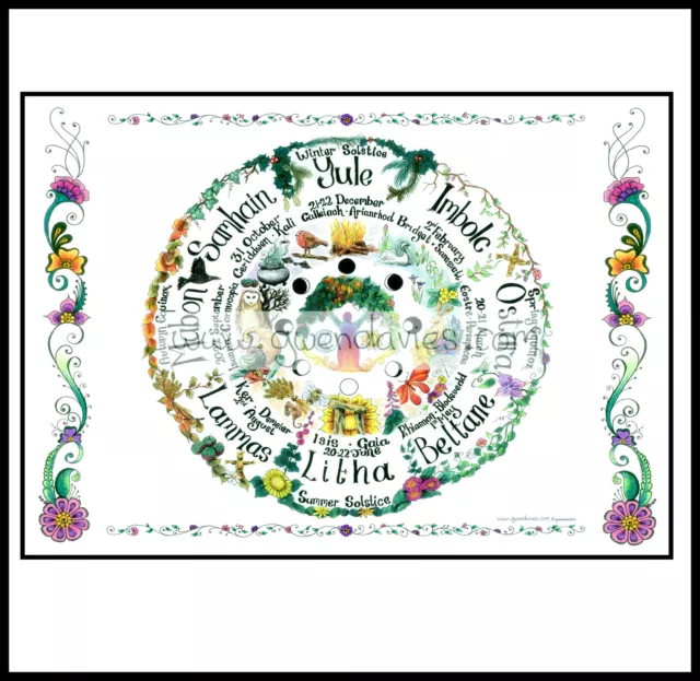 Wheel of the Year card calendar Pagan wiccan hand fasting  pagan love Celtic art