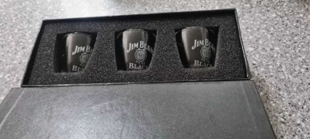Jim Beam Black Deluxe Set of 3 Shot Style Glasses Excellent Condition 2
