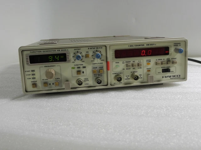 HAMEG HM8001-2 Dual MainFrame & HM 8030-5 Function Generator & HM 8021-2 Counter