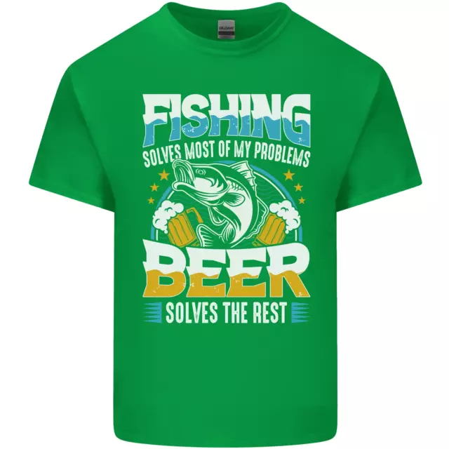 T-shirt top da pesca e birra divertente pescatore alcol da uomo cotone 12