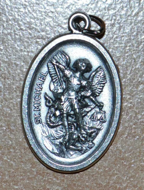 SAINT MICHAEL Medal Pendant, SILVER TONE, 22mm X 15mm, MADE IN ITALY