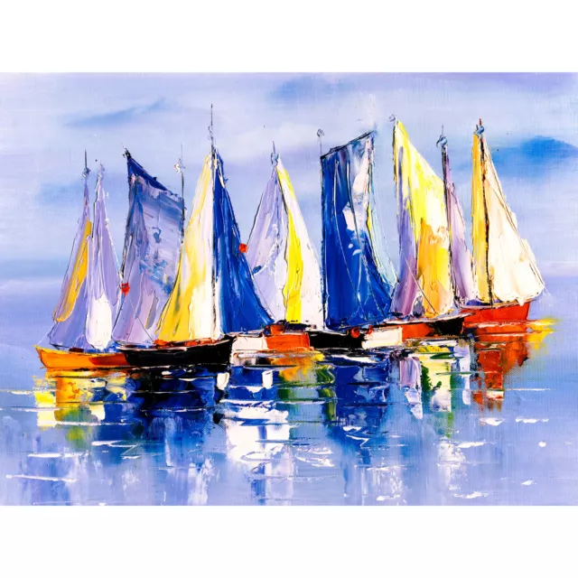 Boats Sailing At Sea Large Wall Art Print Canvas Premium Poster