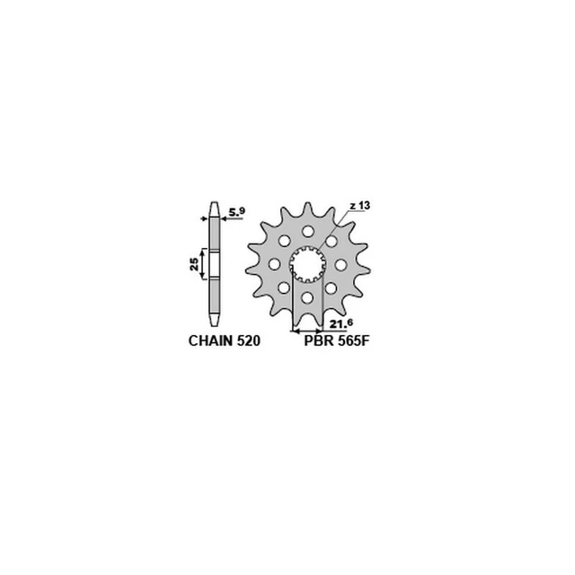 Pignone Moto Anteriore In Acciaio Per Yamaha YBR 125 (2005-2006) – Sprockets Direct, Misura 14 Denti, Modello 1263-14