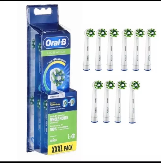 Oral-B CrossAction Aufsteckbürsten 10x Zahnbürstenaufsatz CleanMaximiser weiß