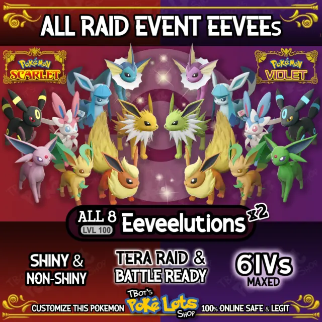 ALL 8 Eevee Evolutions 6IV 💥 Spotlight Raid Event💥Shiny Pokemon Scarlet Violet