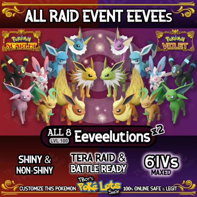 ALL 8 Eevee Evolutions 6IV 💥 Spotlight Raid Event💥Shiny Pokemon Scarlet Violet