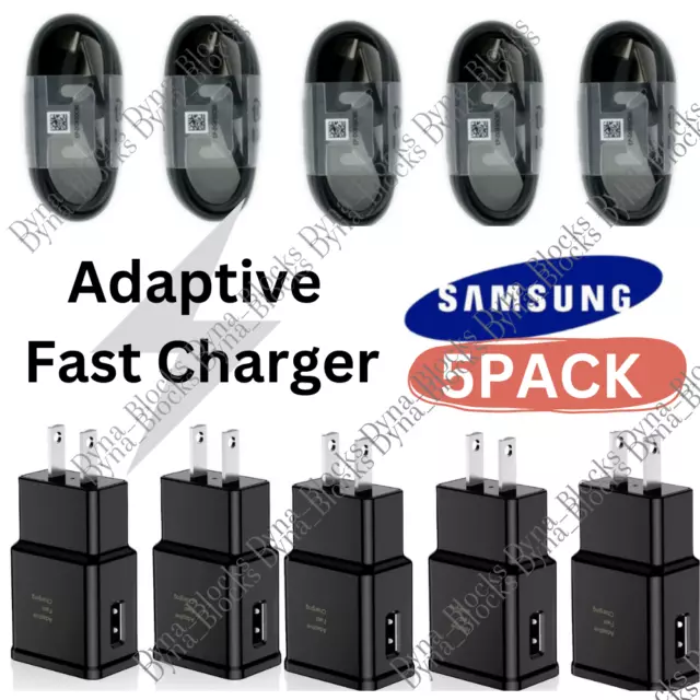 5Pack Adaptive Fast Wall Charger Plug USB Type C Cable For Samsung Galaxy LOT