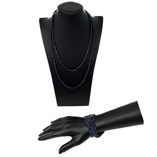 Noir Graphite Collier Ou Bracelet Cristal Fil Long Élastique Femme, 100cm C/21