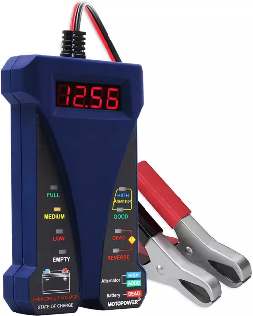 12V Digital Battery Tester Voltmeter and Charging System Analyzer w/ LCD Display