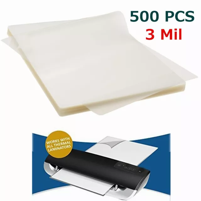 3 Mil Letter Size Laminator Thermal Laminating Pouches 500 for 9" x 11.5" Sheets