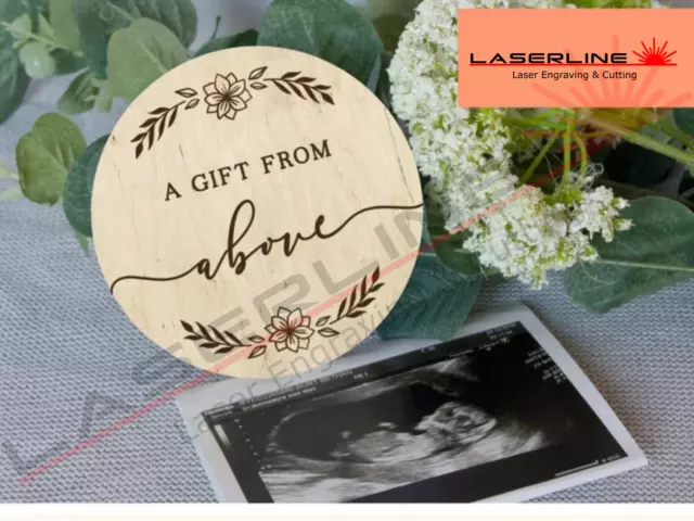 A Gift From Above Engraved Wooden Pregnancy Birth Announcement Baby Milestone