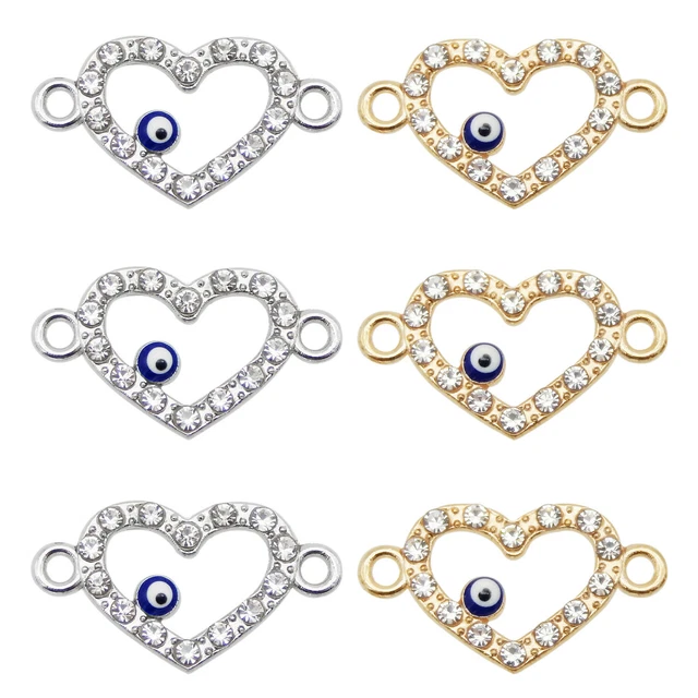 12 Stück Bulk Strass Herz Charm mit süße Auge Anhänger Schmuck Verbinder 20*12mm