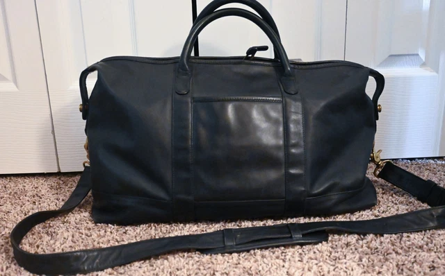 COACH Black Leather 3440-302 Weekender Carry-on Duffle Travel Bag.