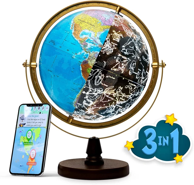 Illuminated Constellations STEM Education 10" World Globe with Detailed Map
