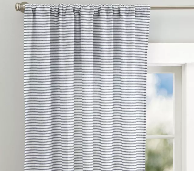 Pottery Barn Kids Navy Blue Simple Stripe Curtain Panel 44 x 63" White window Pottery Barn Kids Navy Blue Simple Stripe Curtain Panel 44 x 63" White window