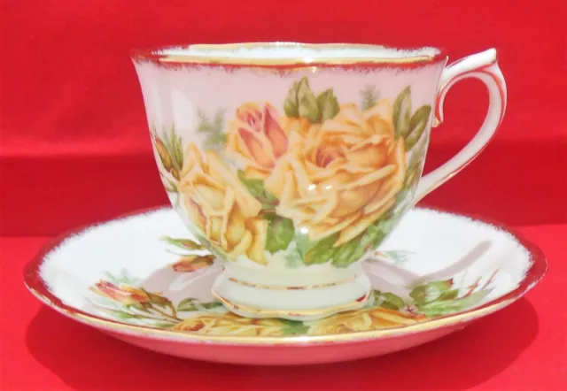 Royal Albert Bone China England Footed Cup & Saucer Set Tea Rose Yellow