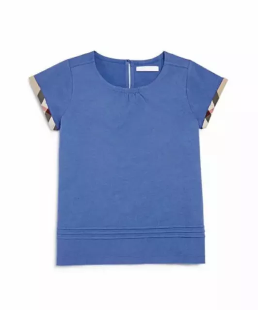 Burberry Girl Gisselle Tee Top T-Shirt Bright Hydrangea Blue Pleats Size 12 NWT